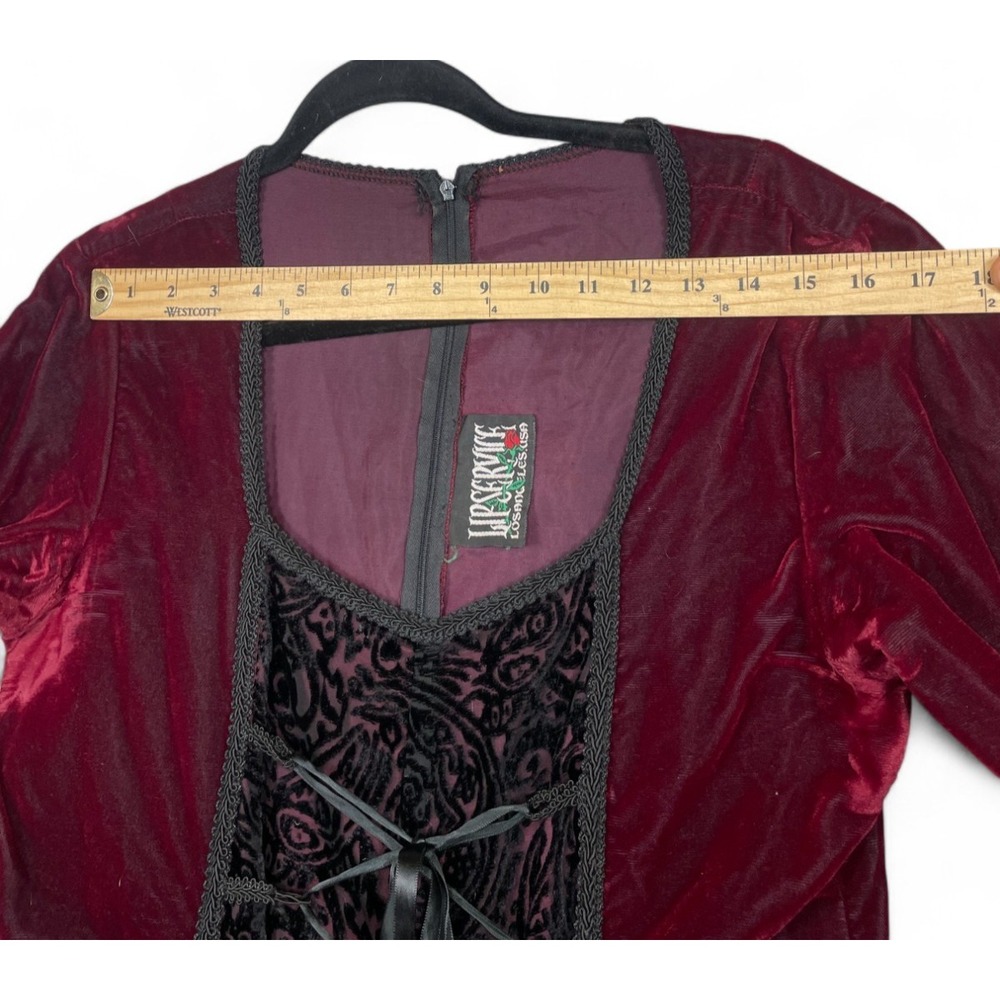 Vintage Lip Service Dress Red Black XL Velvet Gothic Renaissance Vampire - Picture 9 of 16